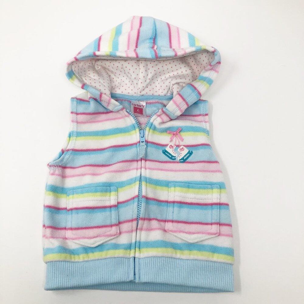 Carter's Baby Girl Hooded Full Zip Striped Vest 6M